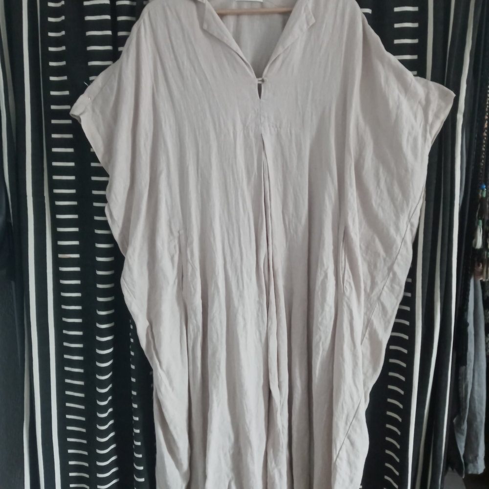 Black Crane Cocoon Linen Maxi Dress.
